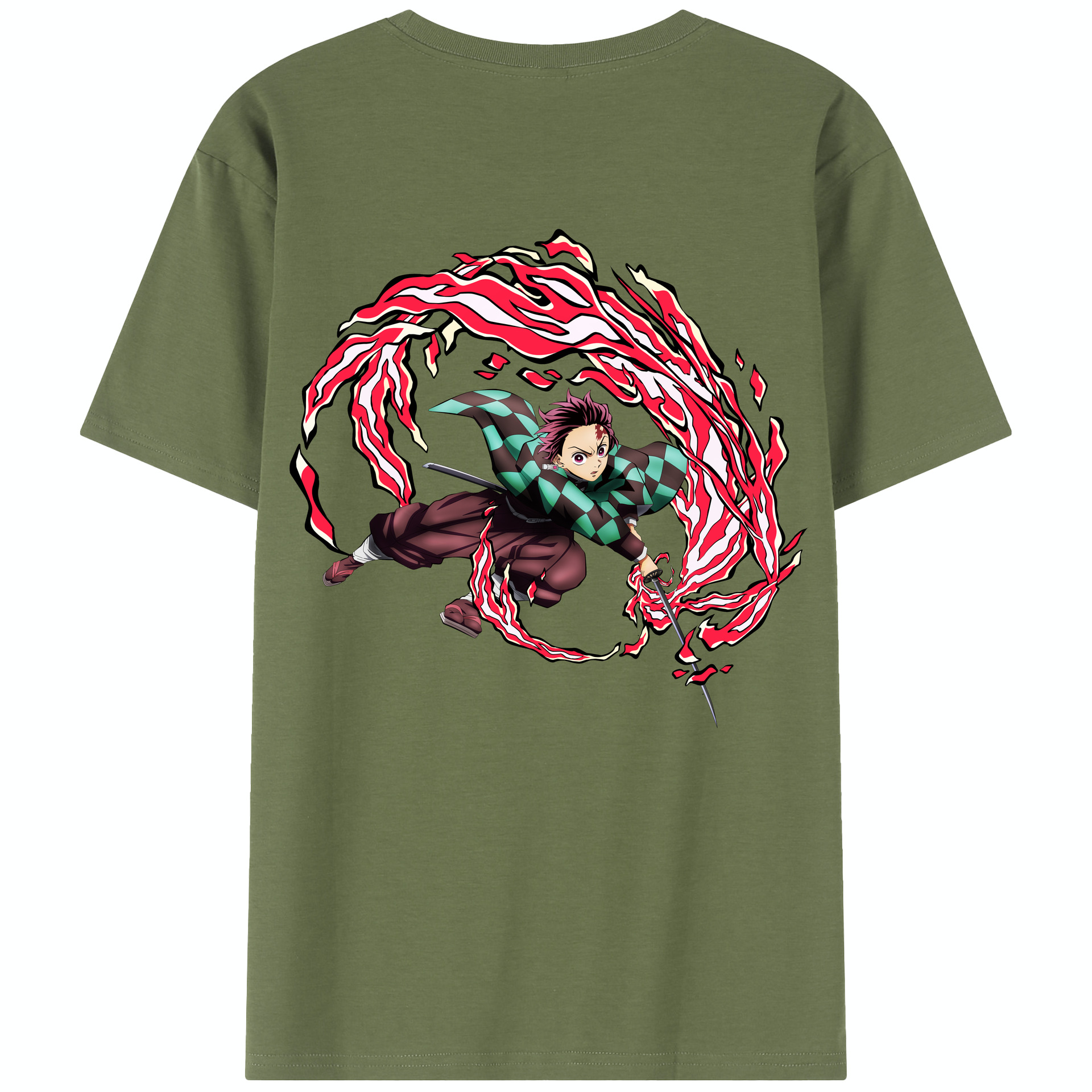 （画像用） 鬼滅の刃 竈門 炭治郎／かまど たんじろう Kamado Tanjirou 綿100％半袖Tシャツ（背面プリント）
